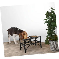 Double Stainless Steel Heavy Duty Dog Food Bowl Elevated Pet Feeding Station
