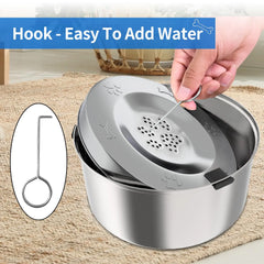 Dog Water Bowl Suspended Stainless Steel Pet Bowl Large Dog Slow Drinking Anti-Splash Water Dispenser Floating Bowl 3L/101oz