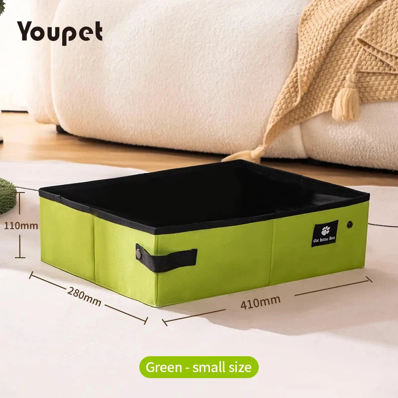 Waterproof Foldable Cat Litter Box for Travel Collapsible Portable Pet Toilet Bag with Sand Tray Durable Oxford Fabric