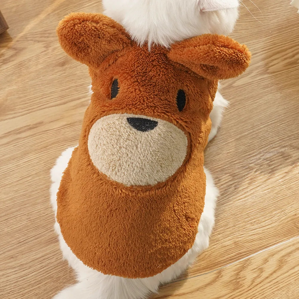 Winter Warm Fluffy Dog Clothes, Cute Plush Puppy Outfits for Small Breeds Like Teddy, Cat Sweater Cozy Pet Fashion，Funny Outfits