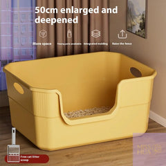 HUA Open-Top Cat Potty Cat Garbage Odor-Resistant Bin Large Capacity Large Size Semi Enclosed Anti-Spla Cat Toilet Pet Supplies