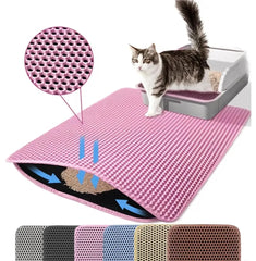Cat Litter Mat Double Layer Pet Non Slip Big Pet Litter Box Filter MatWear Resistant Waterproof Anti-slip Cat Litter Mat