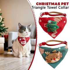 Adjustable Christmas Scarf For Dog Cat Saliva Towel Fashionable Neck Scarf Ring Triangle Bib Neckerchief Pet Supplies