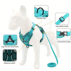 No Pull Dog Harness and Leash Set Adjustable Pet Harness Vest for Small Dogs Cats Reflective Dog Chest Strap Lead Walking