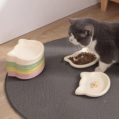 4pcs Multicolor Plastic Cat Bowl Set,Pet Supplies Category,Cartoon Cat-Shaped Design, Non-Slip Bottom to Prevent Slipping