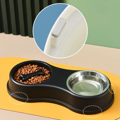 Pet Slow Feeder Bowl Stainless Steel Double Bowl Dog Food Cat Bowl Anti-Choke Feeder Dish for Puppy Kitten Durable Pet Supplies