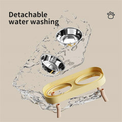 Cat Bowl Anti-knock Stainless Steel Double Bowl Dog Bowl Cat Bowl Food Bowl Anti-splash Food Bowl Cat Water Bowl