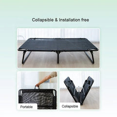 Solid Pattern Foldable Pet Camping Bed with Cooling Mat Elevated Off-The-Ground Outdoor Dog Bed Breathable for Winter Season
