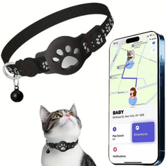 Cat Collar Compatible with Apple Airtag with Bell Adjustable Safety Buckle Reflective GPS Collar for Kittens Puppies