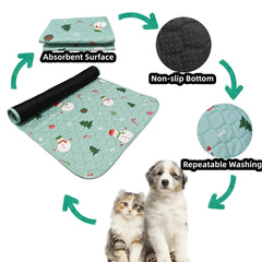 Christmas Cute Pattern Washable Dog Urine Pad Blanket Reusable Anti Slip Pet Pee Mat Puppy Training Pads Sleeping Bed for Sofa