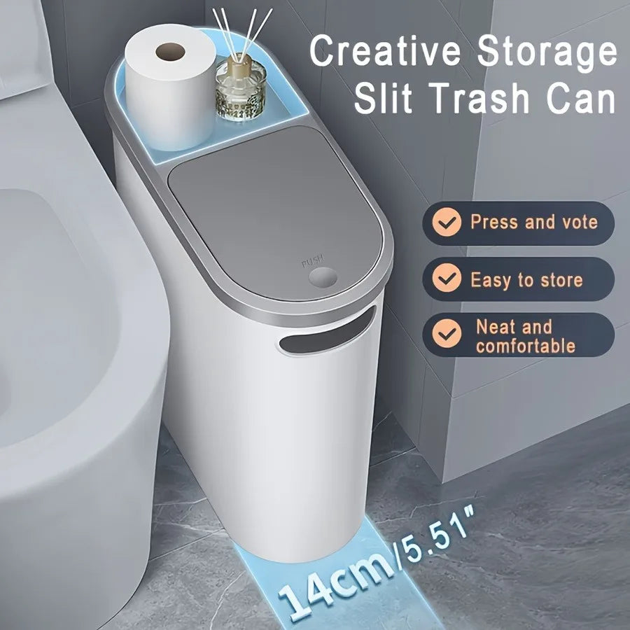 2/1 Pack Bathroom Trash Can, Small and Durable Plastic Trash Can with Built-in Handle, Easy to Clean, Rust-proof, Space-Saving D