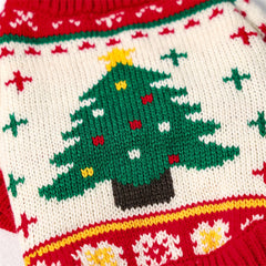 Christmas Reindeer Dog Sweater Winter Holiday Pet Clothes for Small Dogs Girl Boy Festive Xmas Tree Design Cozy Knit Warm Coat