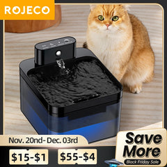 ROJECO Automatic Pet Water Fountain 2600mAh Wireless Cat Water Dispenser 2.2L Infrared Sensor Smart Dog Drinkier Filter Fountain
