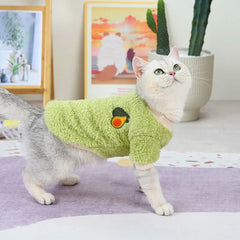 Cute Cat Clothes Small Dogs Cats coral fleece Material Warm Sweater Kitten Puppy Outfit Clothing Accessories Avocado!