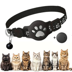 Cat Collar Compatible with Apple Airtag with Bell Adjustable Safety Buckle Reflective GPS Collar for Kittens Puppies