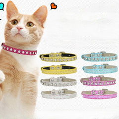 Super Shining Diamond Rhinestone Cat Collar Puppy Baby Dog Cat Collar Leather Strap Kitten Accessories Adjustable Cat Necklace