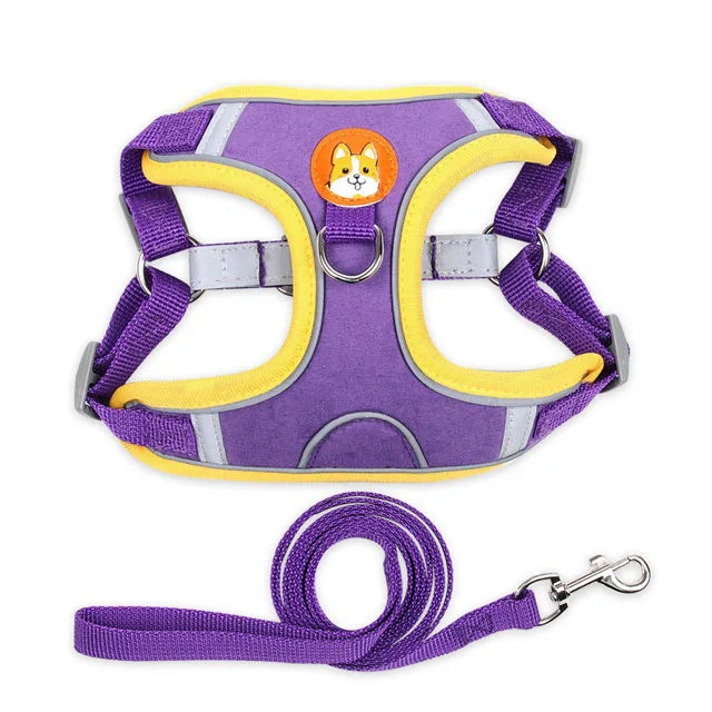 Pet Dog Harness and Leash Set Adjustable Flannel Chest Harness Reflective Breathable For Small Dogs Teddy Chihuahua Pet Supplies
