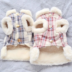 Winter Dog Vest Warm Pet Clothes For Small Medium Dogs Fur Collar Dogs Coat Soft Plush Puppy Clothing Teddy Bichon Pet Clothes
