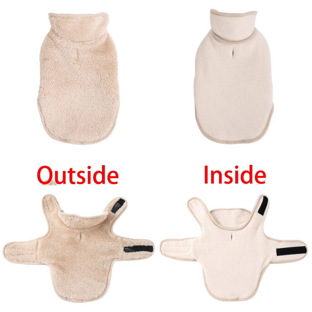 Cozy Cat Coat With Leash Hole Reversible Warm Fleece Pets Vest For Winter Adjustable Pets Clothes For Small Medium Dog Sphynx