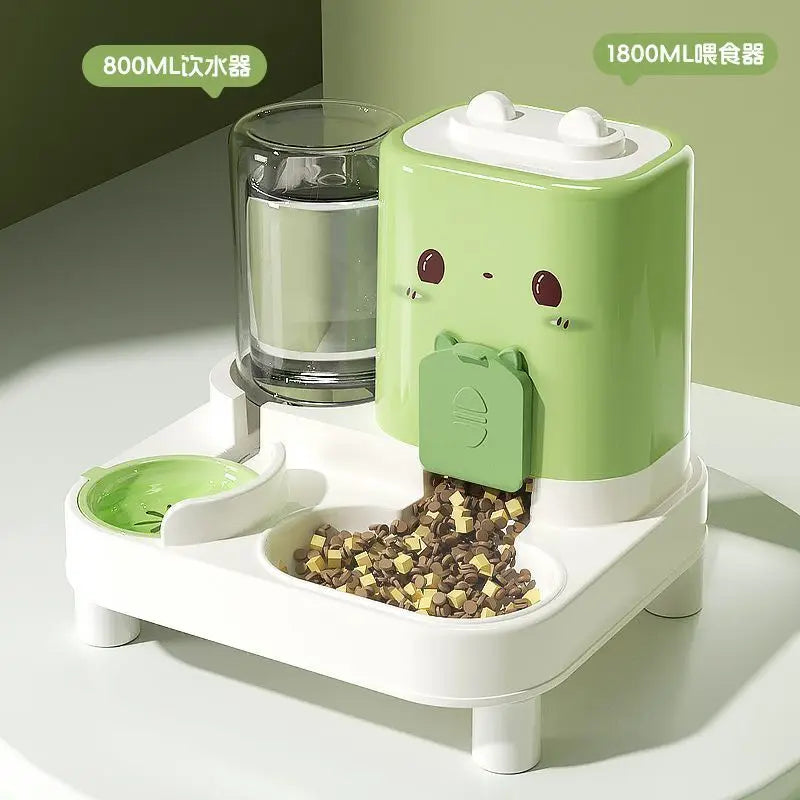 1-Pack Automatic Gravity-Fed Cat Water Dispenser & Feeder - Spill-Proof Large Capacity One-Piece Design,