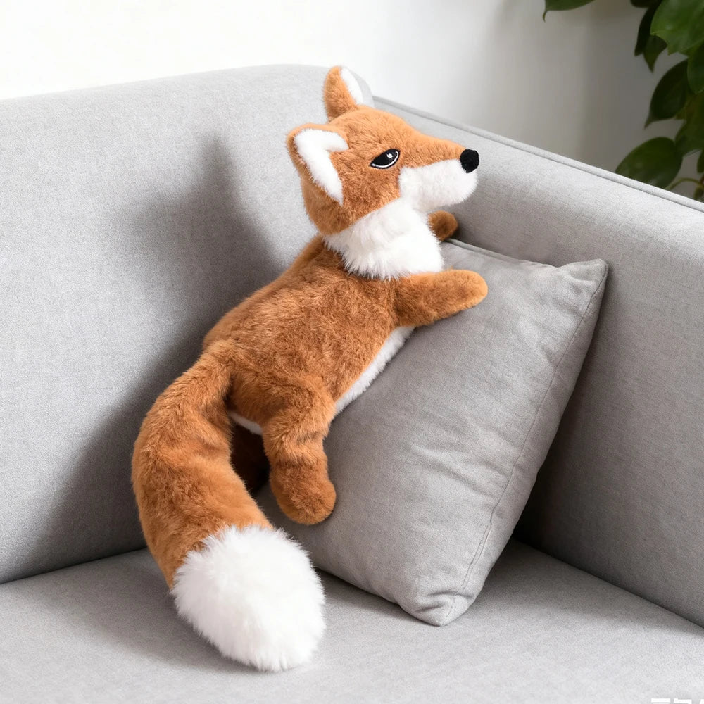 Pet-Resistant Chewable Plush Interactive Cartoon Toy with Sound, Simulated Fox Shape, Suitable for Large, Medium, and Small Pets Like Cats and Dogs, Double-Layer Fabric Without Filling, Bite-Resistant, Built-In Airbag