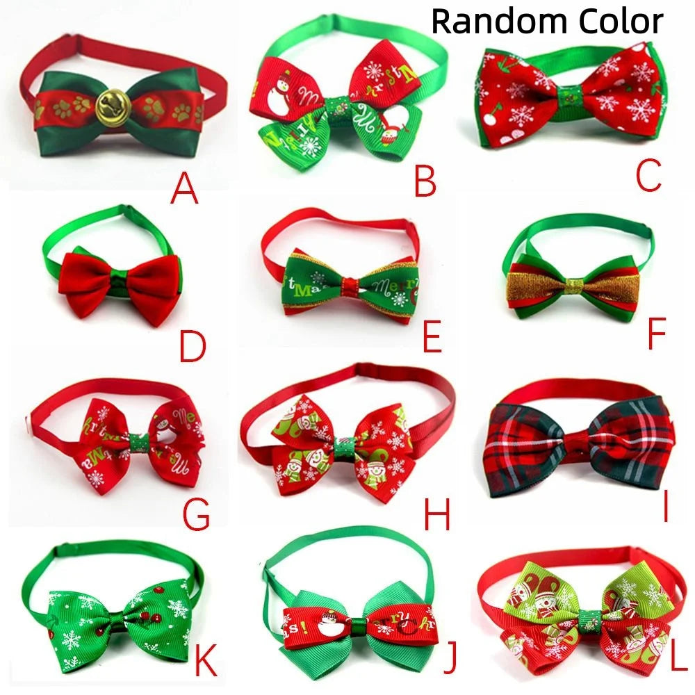 Pet Cat Christmas Collar Birthday Gifts Bowknot Neck Strap Pet Costume Necklace Dog Bow Tie Dog Cat Collar Christmas Decoration