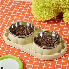 Pet stainless steel double bowl cat bowl leak proof food dog choking slow food bowl spill proof cat bowl dog bowl pet bowl