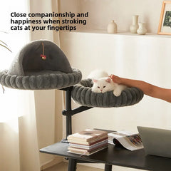 Desktop Cat Winter Bed Round Indoor Cats Comfortable Soft Desk Nest Pet Bed for Kitten Adjustable Height Cat Climbing Frame