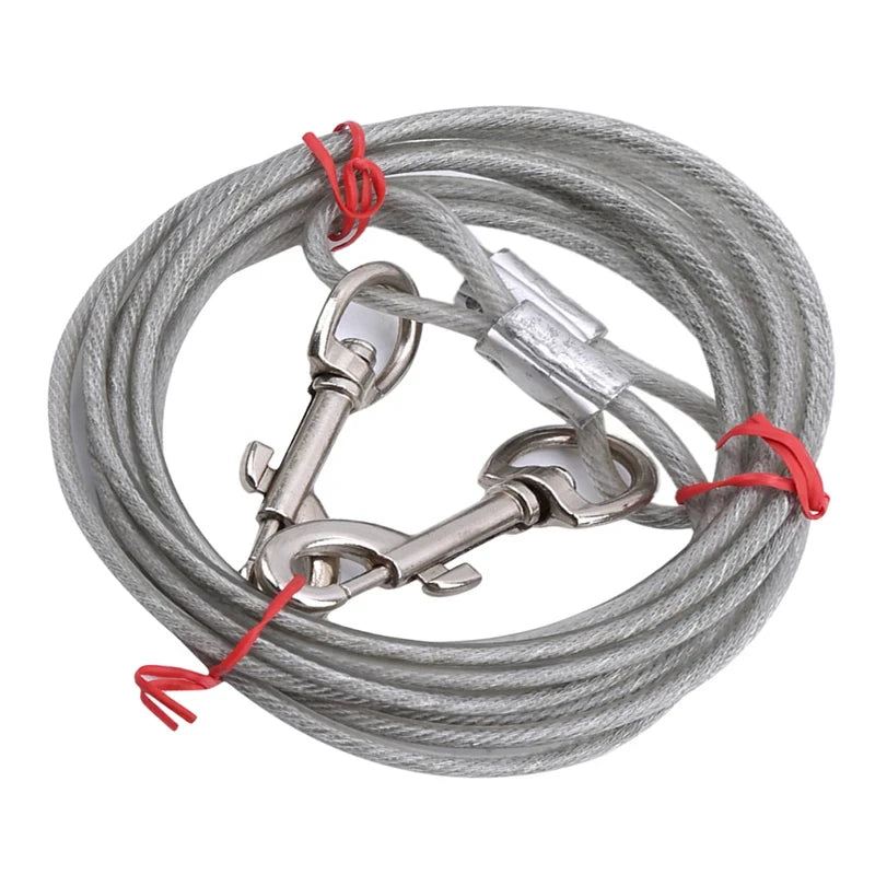 High Quality 5mm*3m Lengthen Steel Wire Dogs Rope Chain Durable Double-end Dogs Leash Cable Dual Heads Metal Hooks Pet Supplies