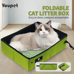 Waterproof Foldable Cat Litter Box for Travel Collapsible Portable Pet Toilet Bag with Sand Tray Durable Oxford Fabric