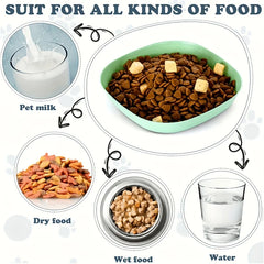 10 plastic cat bowls, anti slip shallow mouthed pet water bowls, suitable for kittens, kittens, short legged cats, ferrets