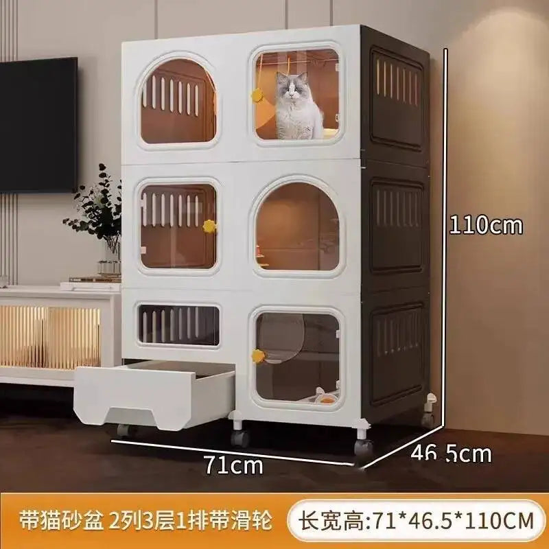 Transparent Cat Cages Home Indoor Multi-storey Cat Villa Litter One Super Large Space Cat Cage House with Pulley Pet Product