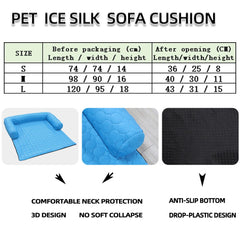 Cooling Dog Mat Summer Pad Mat for Dogs Cat Ice Silk Blanket Sofa Breathable 3D Neck Protection Pet Dog Bed Washable Cold Carpet