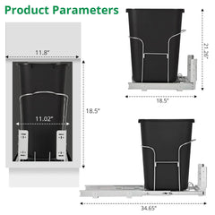 Pull out Trash Can with Full Extension Slides 35 Qt Garbage Waste Recycling Bin Pull out Trash Can for Under Kitchen Cabinet