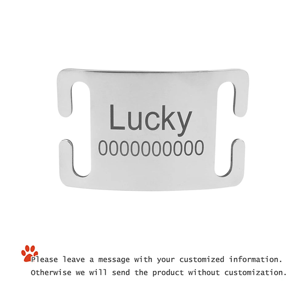 Curved Personalized Name Cat Dog Collar Accessories Anti-lost ID Tag Custom Pet Collar Nameplate Engraving Black Silver Golden