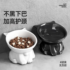 2025 New Cat Bowl Washable Plastic Diagonal Big Feet Cute Protection Cervical Spine Dog Bowl Cat Bowl Drinking Bowl Pet Supplies