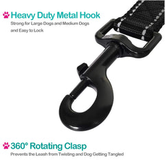 Short Dog Leash - Traffic Padded Handle - Heavy Duty - Short Nylon Dog Lead for Training Control - Reflective Threads Pet Leashe