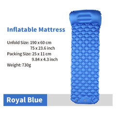 Outdoor Inflatable Camping Sleeping Mattress, Folding Sleep Air Mat Beach Inflate Pad with Pillow Ultralight for Travel Hiking