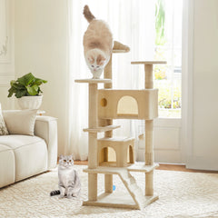 JHK 54in Tall Multi-Level Cat Tree Tower for Indoor Pet Furniture Stable Kitty Play House with Sisal Scratching Post for Home
