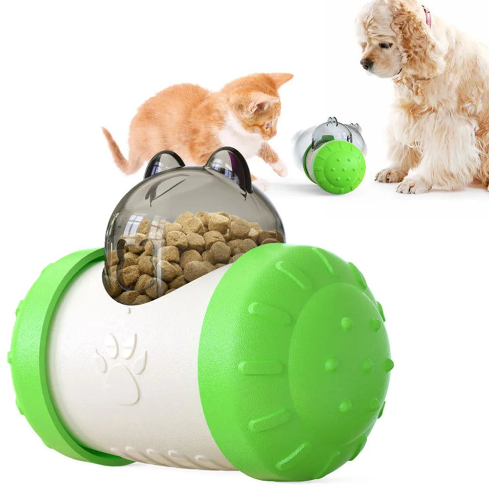 Dog Puzzle Feeder Ball Wobble Treat Dispenser Toy - Interactive Self-Playing Chew Ball for Puppies & Small/Medium Dogs to Slow