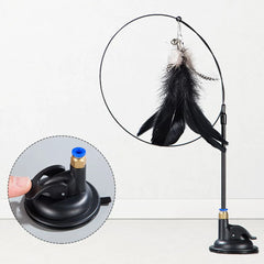 Strong Suction Cup Cat Teaser Wand - Steel Wire Feather Bell Kitten Toy, Self-Playing Chew Resistant Pet Supplies