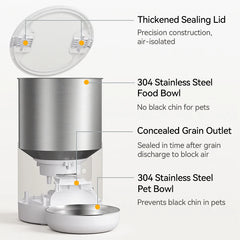ROJECO 4.5L Stainless Steel Automatic Cat Feeder WiFi App Remote Control Voice Recording Smart Dog Food Dispenser Pet Supplies