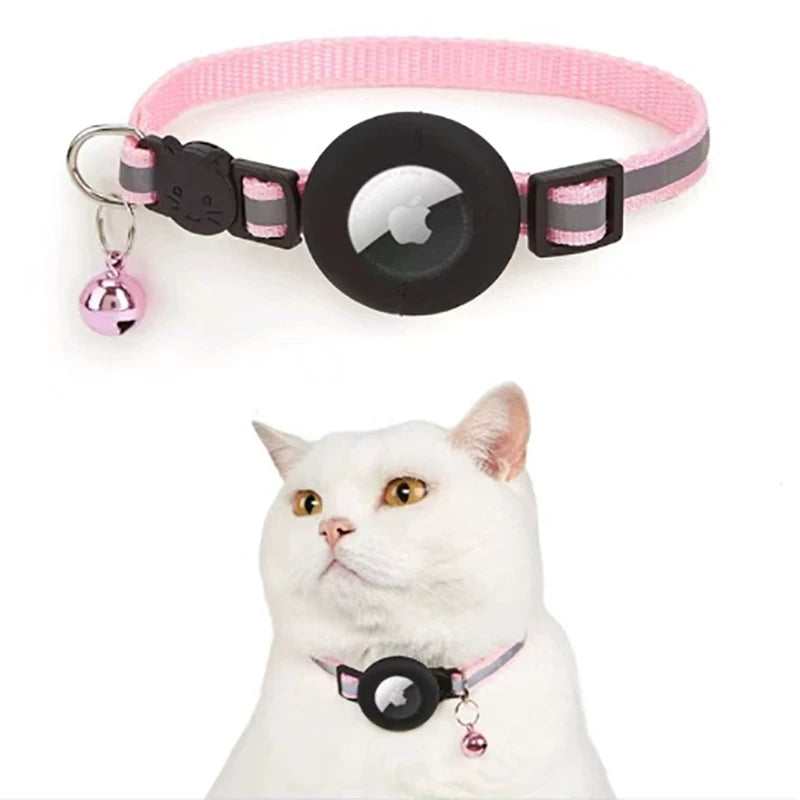 Pet protective case collar anti loss locator with reflective strip and bell collar adjustable size pet tracker accessories