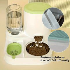 2 In1 Automatic Pet Water Fountain Pet Food Dispenser Set with Stainless Steel Bowls Self-Feeding/Watering for Indoor Cats