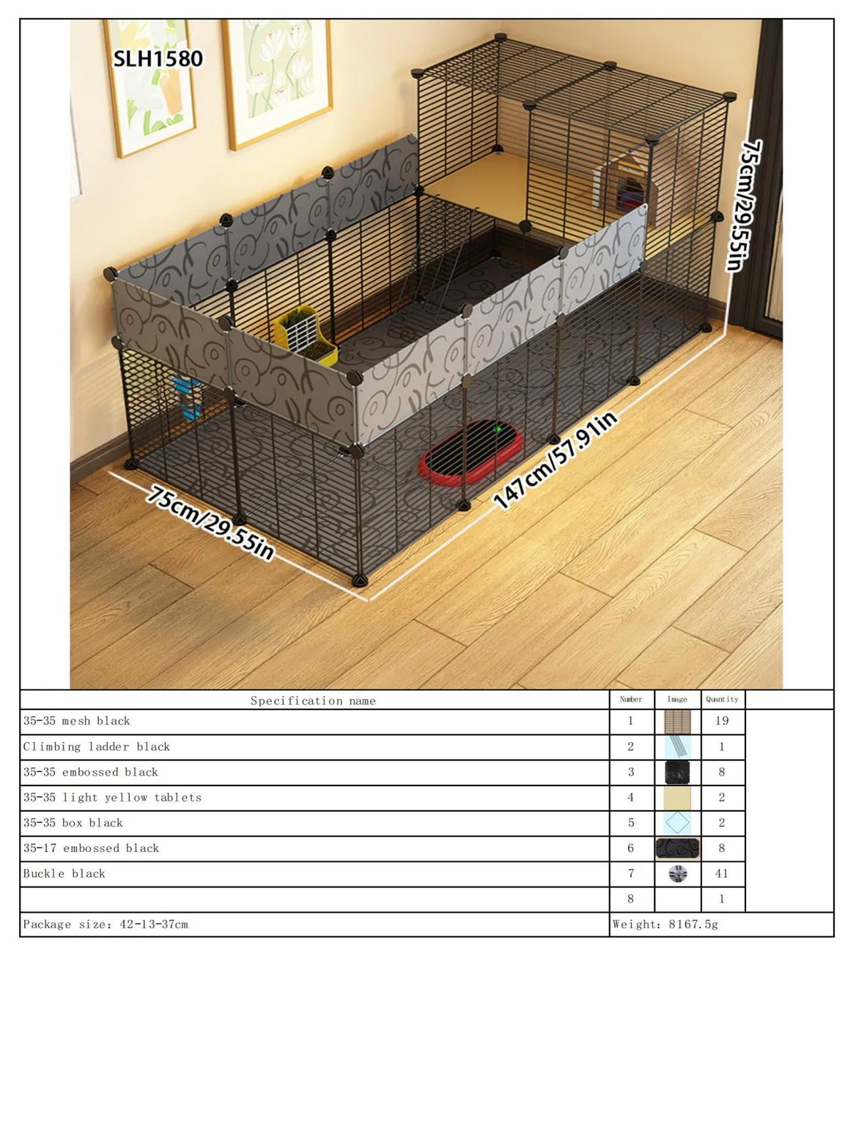 Squirrel Cage for Home Use, Spliced and Reinforced Small Pet Cage, Chinchilla Dwarf Rabbit Double-Layer Villa Hamster Cage
