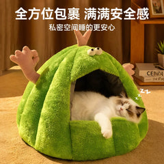 Cat Nest, Winter Warmth, Cat House, Cat Sleep in Winter, Plush, Closed, Kitten Bed Mat, Removable and Washable