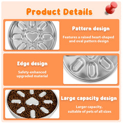 Stainless Steel Slow Feeder Dog Bowls Pet Anti Choking Spine Protection Double Sided Use anti Overturning Cat Bowl