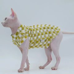 Summer Bubble Sleeve Pure Cotton Cat Clothes for Sphynx, Devon, Cornish Rex Cats