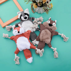 Pet Toys Plush Soundmaking Dog Supplies Durable and Bite Resistant Fox ,raccoonand Squirrel Pet Squeak Toys