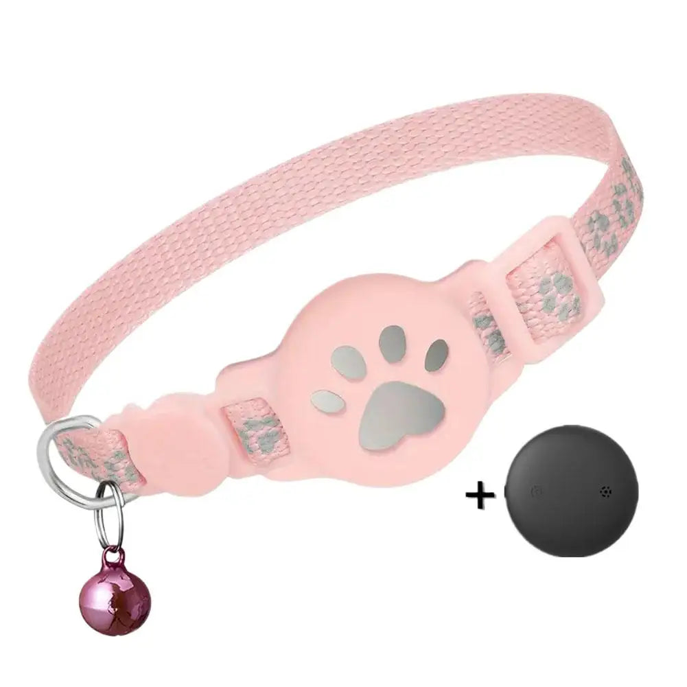 Fashion Airtag Pet Collar Adjustable Elastic Nylon Puppy Cat Collar with Bell Anti-lost GPS Tracker Case With Tracker